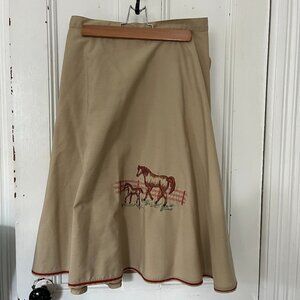 Vintage Embroidered Horse Tie Wrap Skirt